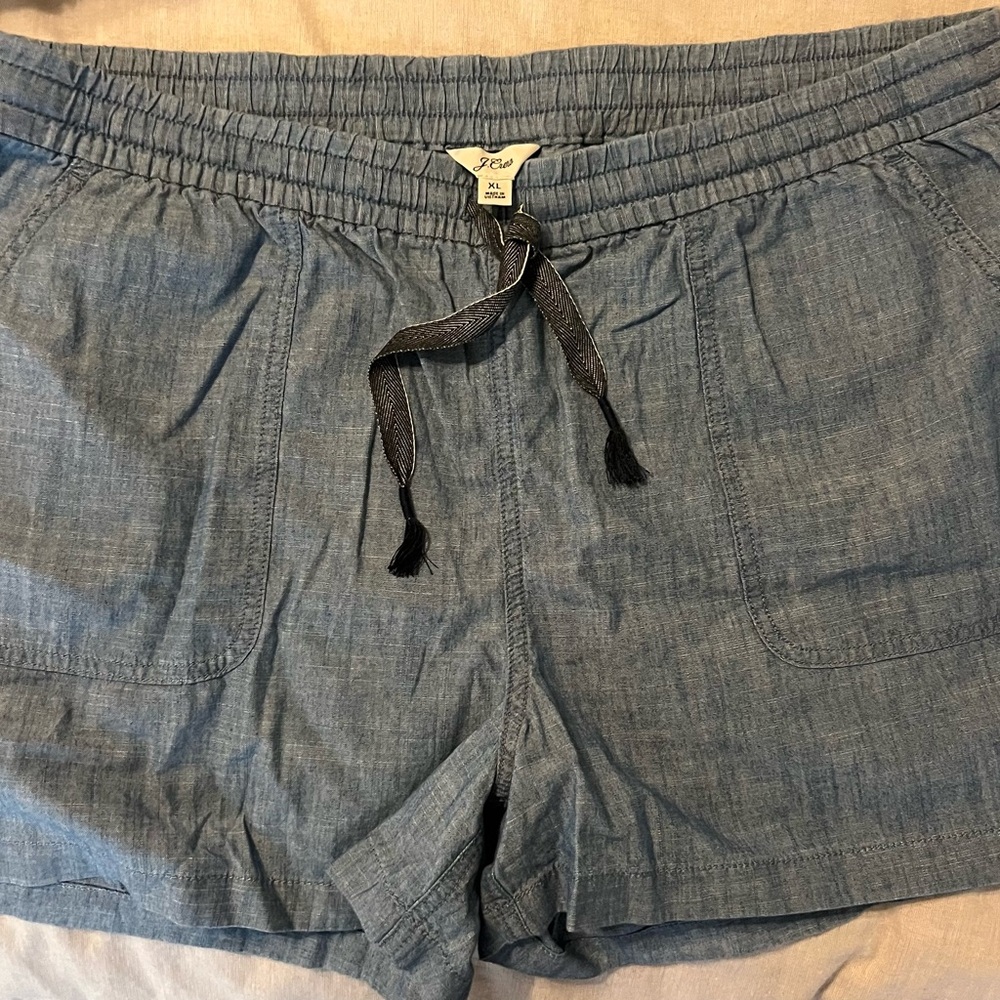J.Crew Chambray Drawstring Shorts - Blue size XL -new/never worn